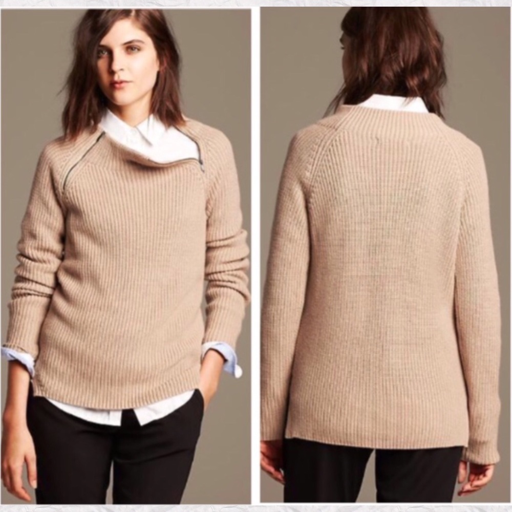 Banana Republic Textured Zip Neck Wool Blend Tunic